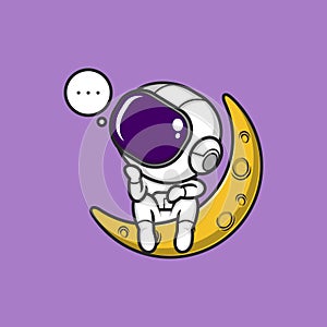 cartoon cute astronaut moon