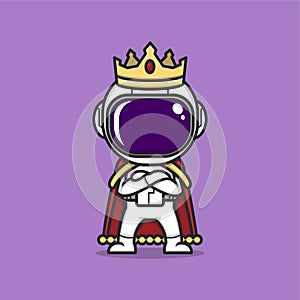 cartoon cute astronaut stylized to be king