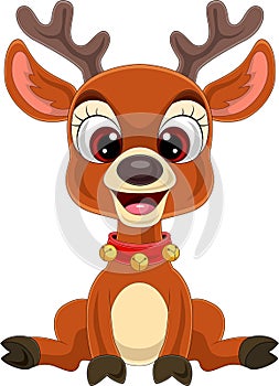 Cartoon cute baby deer sitting