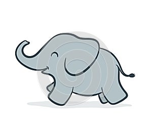 Cartoon cute baby elephant running