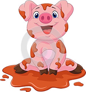 Cartoon cute baby pig
