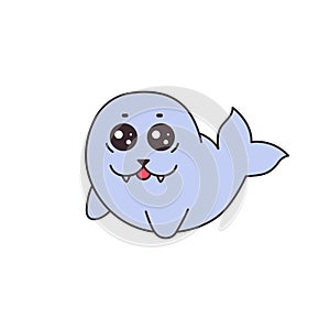 Cartoon cute baby seal animal simple vector illustration