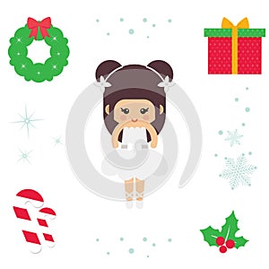 Cartoon cute ballerina christmas illustration vector