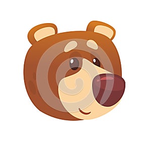 Cartoon cute bear icon. Vector illustration of a cool bear head. Great for print, sticker, banner or emblem. Design element