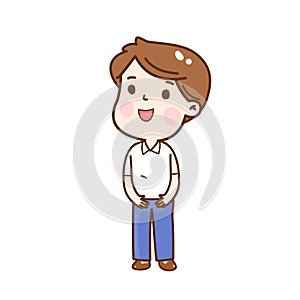 Cartoon cute boy character vector.