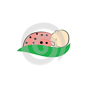 Cartoon cute bright baby ladybug sleeping