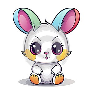 Cartoon Cute brown Rabbit on a white background
