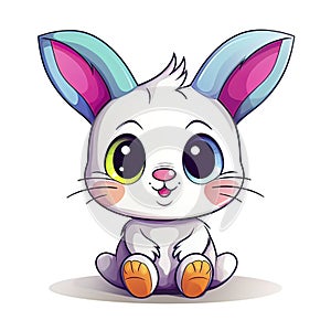 Cartoon Cute brown Rabbit on a white background