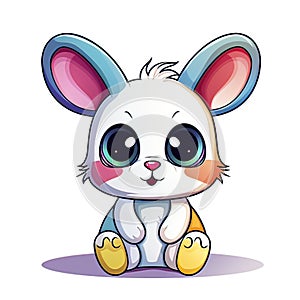 Cartoon Cute brown Rabbit on a white background