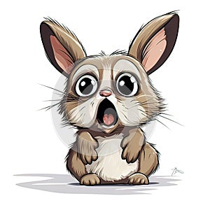 Cartoon Cute brown Rabbit on a white background