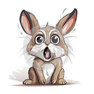 Cartoon Cute brown Rabbit on a white background