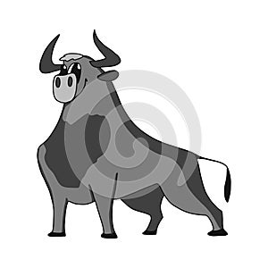 Cartoon cute bull. Vector illustration of a funny happy animal.the symbol of 2021 is a metal tank. for postcards, mugs