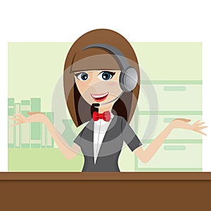 Cartoon cute call center using headphone