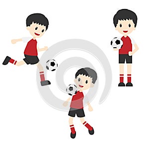 Cartoon cute character soccer football player collection set isolated on white background , professional athlete , sports