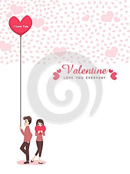 Cartoon cute couple of lover for love valentine`s day