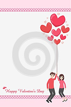 Cartoon cute couple of lover for love valentine`s day