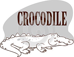 Cartoon cute crocodile. Vector illustration of funny happy alligator. stock illustration