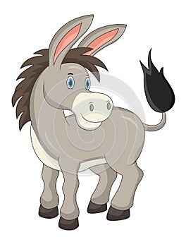 Cartoon cute donkey isolated on white background