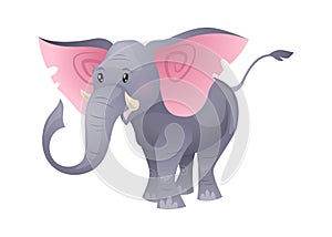 Cartoon cute elephant. Fashion cuteness jungle wild funny vector animal for card or shower design