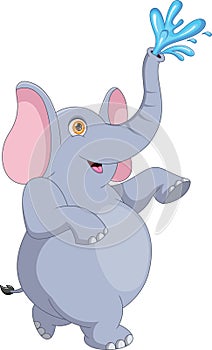 Cartoon cute Elephant Spraying Water