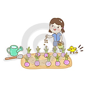 Cartoon cute farmer character vector.