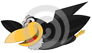 Cartoon cute flying raven