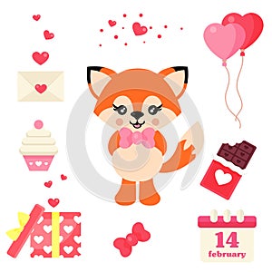 Cartoon cute fox in hat lovely chocolate vector and text