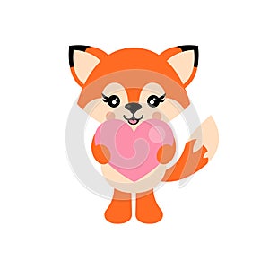 Cartoon cute fox with heart vector