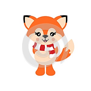 Cartoon cute fox with scarf vector