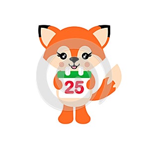 Cartoon cute fox vector and christmas calendar