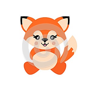 Cartoon cute fox vector sitting