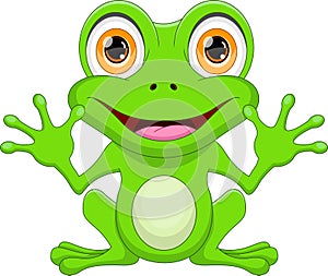 cartoon cute frog waving