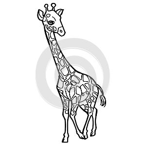 Cartoon cute giraffe coloring page vector