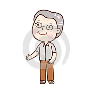 Cartoon cute grandfa character vector.