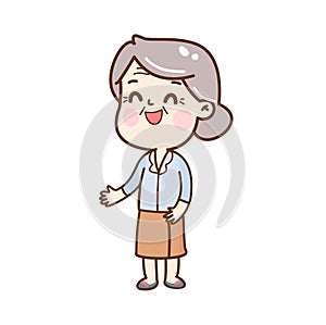 Cartoon cute grandma character vector.