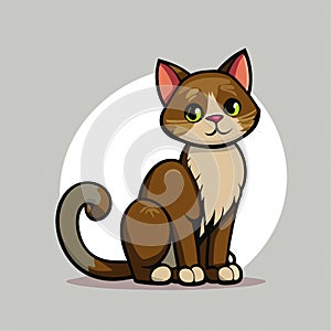 Cartoon cute happly little cat. Beautiful kitten alone