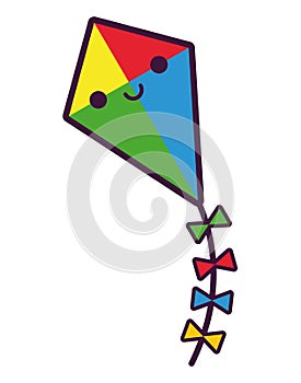 Cartoon Cute Happy Kite Flying Isolated