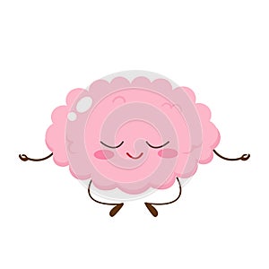 Cartoon cute human brain meditating