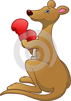 Cartoon cute kangaroo boxing