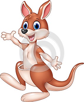 Cartoon cute kangaroo waving hand