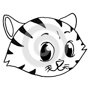 Cartoon cute kitten. Vector of a striped cat