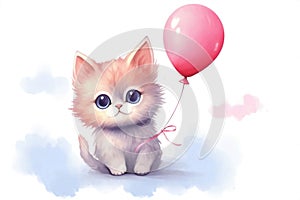 Cartoon cute kitty domestic fluffy cats balloon pet feline pretty kitten fur animal
