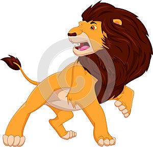 Cartoon cute lion posing  isolated on white background