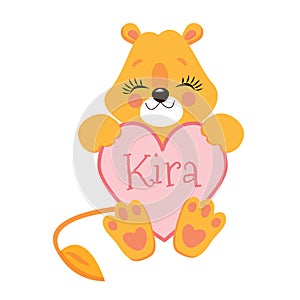 Cartoon Cute Little Animal Lion Vector Illustration