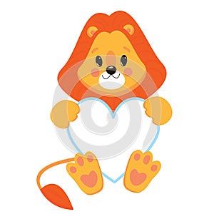 Cartoon Cute Little Animal Lion Vector Illustration