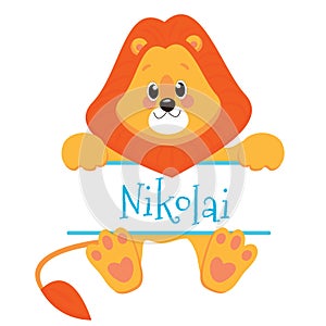 Cartoon Cute Little Animal Lion Vector Illustration