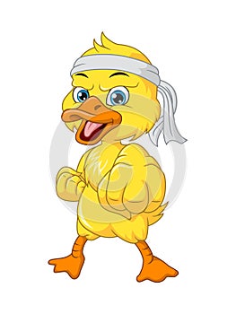 Cartoon cute little duck karate