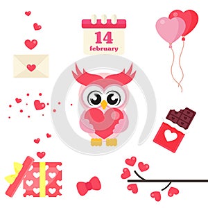 Cartoon cute lovely owl set vector image