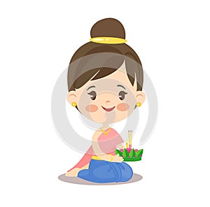 Cartoon Cute Loy Krathong character.