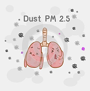 Cartoon cute lungs character vector.